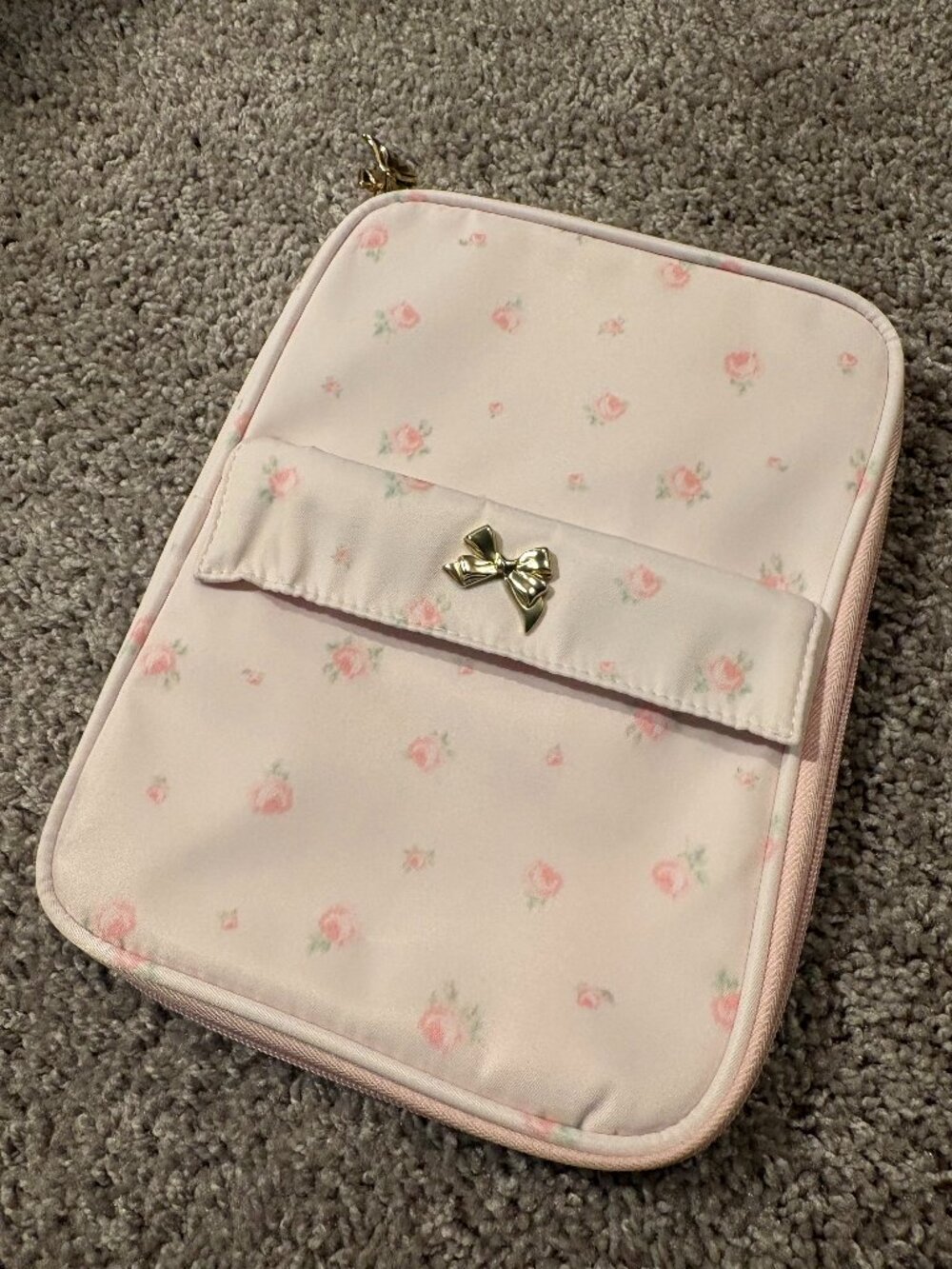 LoveShackFancy x Yoobi Pink Cream Floral Zip Organizer Tech Pouch New With Tags